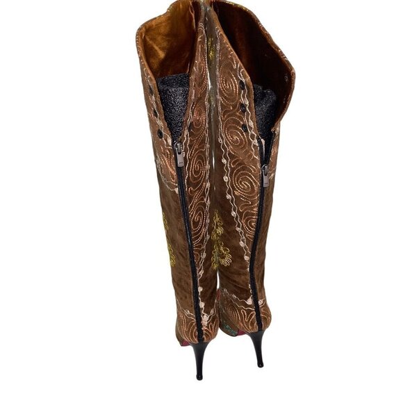 Turkish Soul Vintage Womens Boots Size 37 Brown Over The Knee Embroidered - Picture 16 of 16